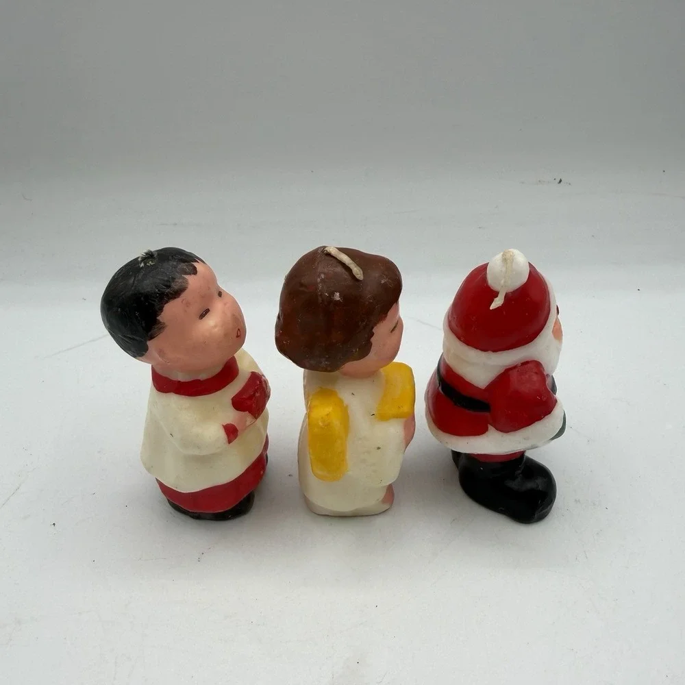 Lot of 3 Vintage Christmas Candles Santa Choir Boys‎ Unburned